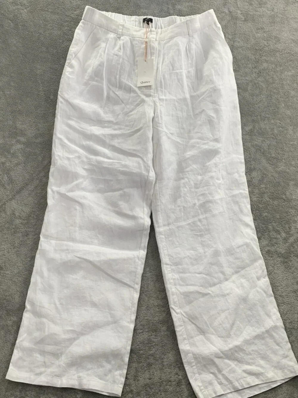 Quince White Wide Leg Linen Pants